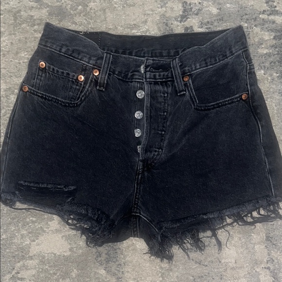 Levi's Black Denim Cutoff Shorts - Picture 2 of 4